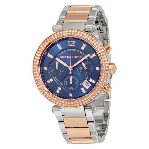 michael kors two tone blue face watch|michael kors runway chronograph watch.